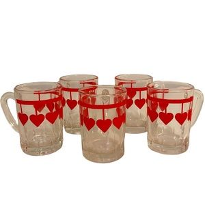 Vintage Ikea Mini Beer Mug Heart Pattern Shot‎ Glasses Set of Five (5)